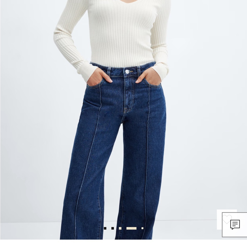 Mango Wide Leg Jeans with Decorative Seam